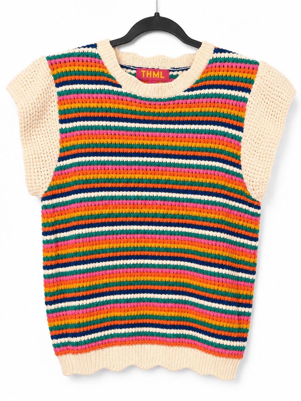 THML Multicolor Striped Knit Tank with Cream Trim